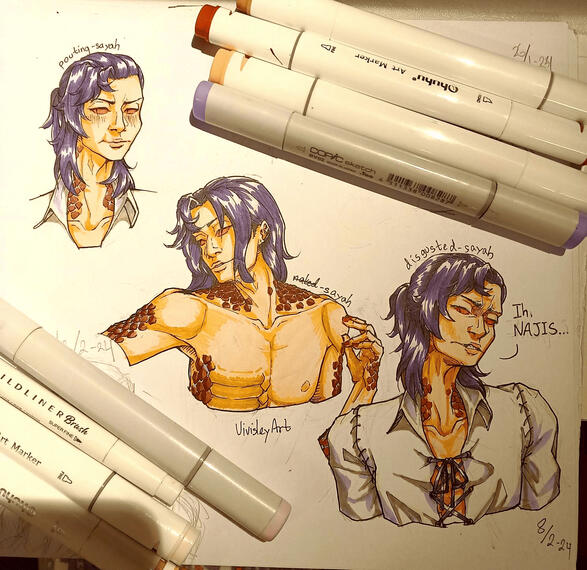 3 Faces of Koksayah - Copic art